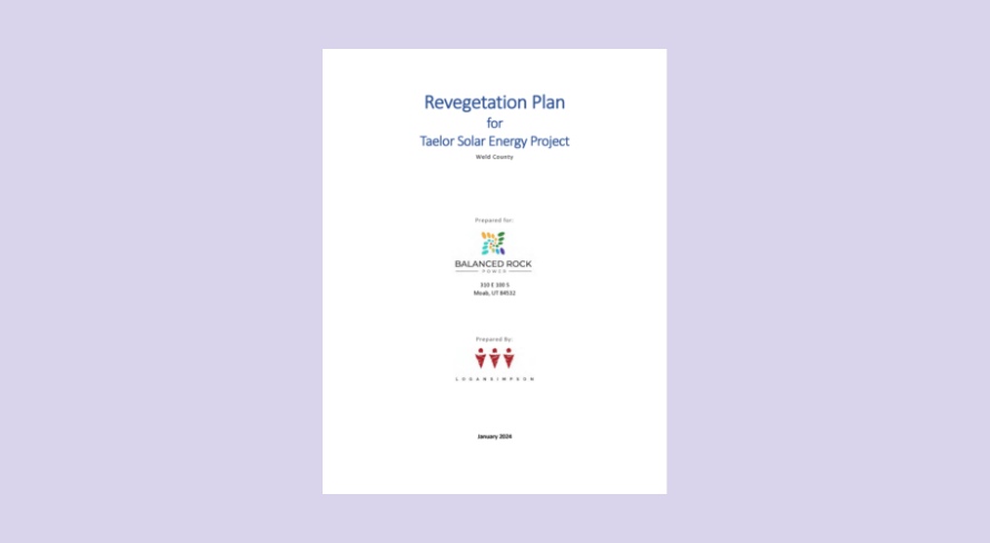 Taelor Solar Revegetation Plan Weld County Cover Page